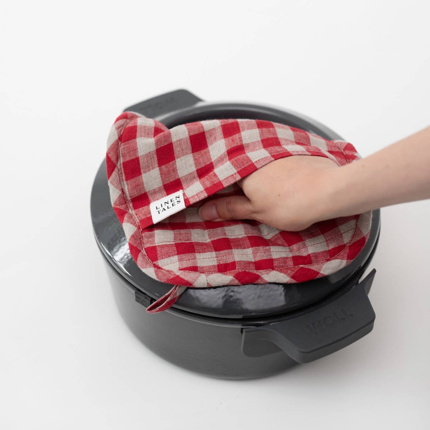 Red Gingham Linen Potholder